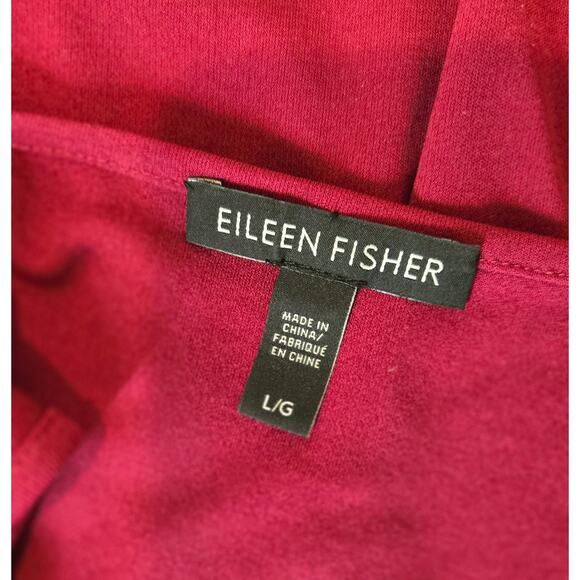 Eileen Fisher 100% Silk Ballet Neck Sleeveless Womens Large Red Wine Casual Prep - Picture 6 of 6